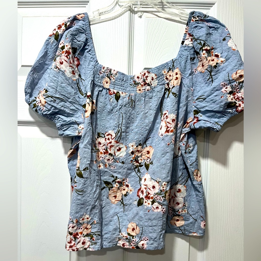 Ana puff sleeve tee, large, baby blue